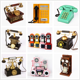 欧式复古怀旧老式铁艺听筒，电话机加油机模型摄影道具，装饰创意摆件