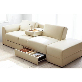 日式超强储物沙发带茶几抽屉多功能折叠沙发床双人皮艺sofa小户型