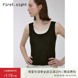 Firstsight 羊毛混纺柔软亲肤黑白撞色百搭假两件显瘦针织背心女