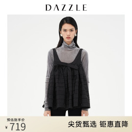 DAZZLE地素奥莱 黑色法式减龄无袖蓬蓬裙连衣裙女2E1O3011A