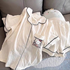 睡衣女2024夏季短袖短裤hellokitty可爱卡通日系纯欲风家居服套装