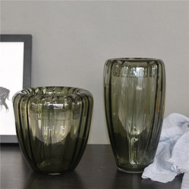 定制灰色创意彩色玻璃工艺品，花瓶简约玻璃，摆件现代时尚家居饰品