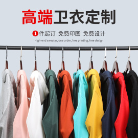 工作服卫衣定制印logo订做秋冬薄款团体聚会班服连帽，外套圆领刺绣