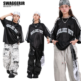 SWAG儿童街舞潮服套装男童嘻哈帅气短袖裤子hiphop街舞演出服夏季