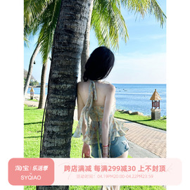 sun雅乔春夏热裤重工，少女感蝴蝶结直筒牛仔短裤女