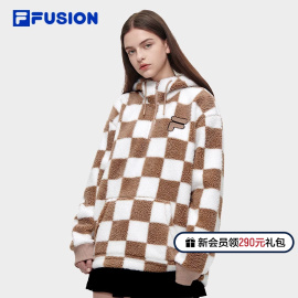 filafusion斐乐潮牌情侣，卫衣男2023冬季仿羊羔绒保暖连帽女