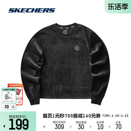 Skechers斯凯奇女子丝绒蝙蝠袖卫衣套头圆领百搭休闲运动时尚上衣