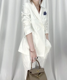 时尚白色小西装外套装，女士时髦韩版气质，洋气英伦风ol职业装女神范