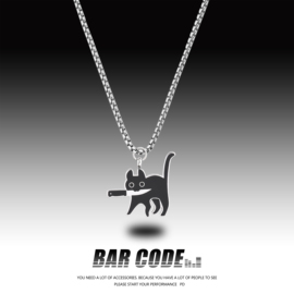 BAR CODE 叼小猫咪项链男女款ins小众个性简约情侣学生创意吊坠