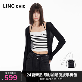 LINC金羽杰2024年夏季短款修身真丝针织开衫外套女S242CR330Y