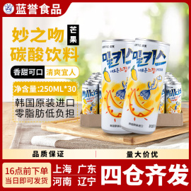 韩国乐天妙之吻果味牛奶苏打水汽水碳酸饮料250ml*30罐 1箱