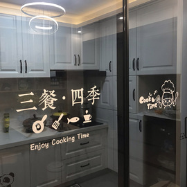 厨房玻璃防撞贴纸ins三餐四季餐厅饭店客厅推拉门窗装饰创意贴画