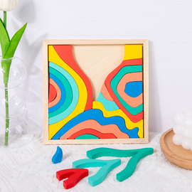 彩虹四大元素积木德国儿童实木拼图拼板益智力玩具幼儿园木制木质
