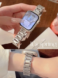 不锈钢蝴蝶扣细版磨砂质感适用于s789代applewatch56SE静静的表带