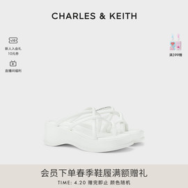 CHARLES&KEITH24春夏CK1-80580142厚底拖鞋交叉带凉鞋女外穿