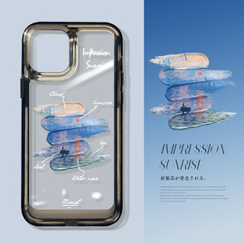 适用于iPhone15日出印象太空手机壳苹果14promax莫奈名画13pro睡莲油画12promax创意艺术11复古名画13潮牌ins