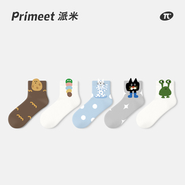 PRIMEET/派米袜子女夏季薄款卡通凸凸短袜日系运动外穿抗菌棉袜潮