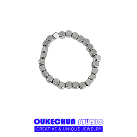 OUKECHUN串珠弹力钛钢戒指女ins潮不掉色食指戒简约时尚个性指环