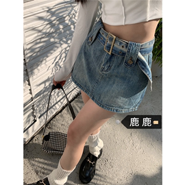 大码胖mm牛仔短裙女夏季辣妹高腰显瘦百搭防走光裙裤a字半身裙子