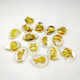 晶美金水晶吊坠 晶美金佛 观音佛像 水滴形镶金吊坠饰品坠子