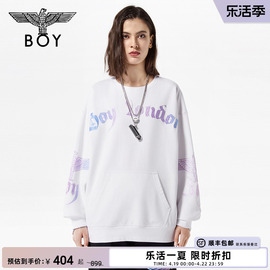 boylondon潮牌套头衫春装男女同款，白色简约风休闲圆领卫衣n03014