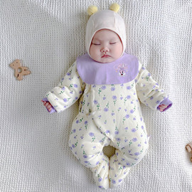 新生儿衣服婴儿冬季小棉衣无骨婴幼儿，包脚蝴蝶衣宝宝和尚服连体衣