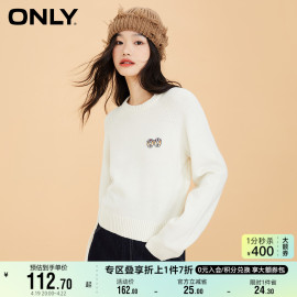 ONLY奥莱春季圆领可爱动物刺绣套头上衣针织衫女