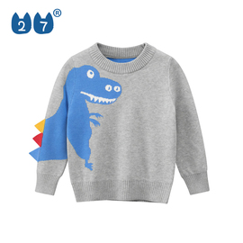 27kids男童毛衣恐龙系列韩版儿童细毛线套头衫中小童秋冬毛衫