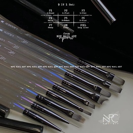 npc定制p系列黑骑士美甲，笔刷大方圆头拉线渐变法式光疗排笔套装