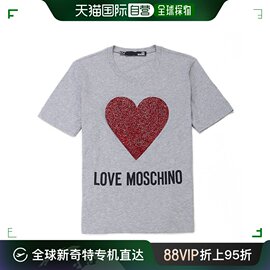 香港直邮lovemoschino爱莫斯奇诺，女士灰色红心形，印花短袖t恤w