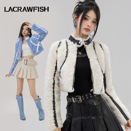 LACRAWFISH甜酷辣妹风毛绒软糯仿羊绒环保皮草pu皮毛一体短外套女