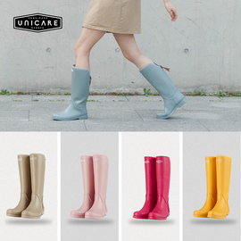 unicare雨靴女时尚款外穿高筒，防水防滑雨鞋，街边户外长筒涉水鞋