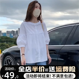 白色衬衫女春夏季设计感小众温柔系，上衣法式天丝别致长袖小衫薄款