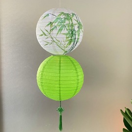 五一绿色竹子纸灯笼中式国风古典端午节店铺橱窗梅兰竹菊手绘灯罩