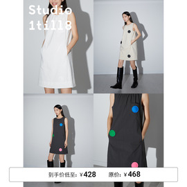 studio1till8|清凉夏日锦棉混纺按钮彩色波点a字短裙连衣裙