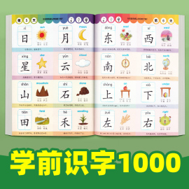 宝宝学前识字儿童认字书识字大王学前1000字幼儿园中班大班学前早教启蒙教材，幼小衔接一年级看图识字书籍趣味识字卡片认字神器