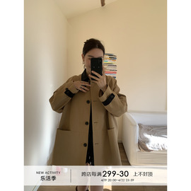 卡其色风衣外套，女2024年春季韩版高级感宽松中长款休闲上衣