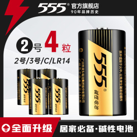 555碱性2号电池lr14二号电池c型1.5v万用表电蚊拍3号干电池适用面包超人花洒摇椅费雪玩具收音机手电筒中号通