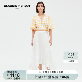 CLAUDIE PIERLOT Outlet春秋女装镂空下摆百褶半身长裙CFPJU00515