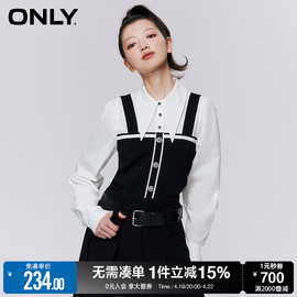 ONLY夏季时尚通勤风假两件短款套头雪纺衫女123251007