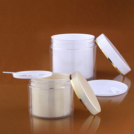 塑料罐子空开口分装药盒，透明双层护肤品，分装膏霜面膜粉便携收纳瓶
