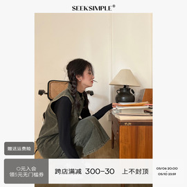 SEEKSIMPLE 千禧学院 牛仔连衣裙女装2023春季背心裙收腰显瘦裙子