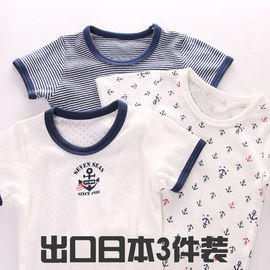 日系夏季宝宝薄款夏装婴儿童纯棉，半袖男童t恤短袖小童a类上衣