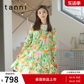 tanni春夏甜美宽松显瘦淑女温柔气质娃娃领连衣裙TL11DR155A