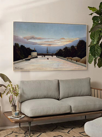 手绘卢梭艾菲尔铁塔风景世界名画高级感卧室客厅工作室装饰背景画