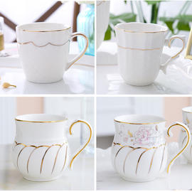 陶瓷杯子创意简约水杯客厅喝水马克杯咖啡牛奶杯套装家用欧式茶杯