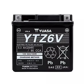 汤浅摩托车电瓶yuasaytz6vytz6sgtz6v免维护启停12v5ah蓄电池