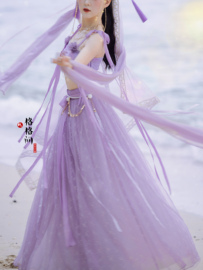 格格间原创设计紫鸢紫色异域敦煌飞天斗篷西域女神公主汉元素