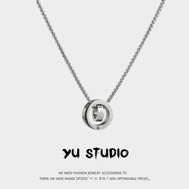 yustudio高级感love戒指项链，潮流钛钢百搭时尚，气质简约情侣吊坠