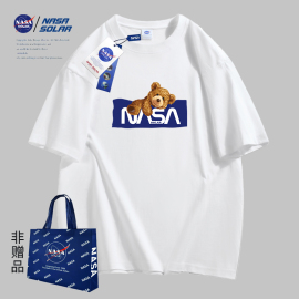 nasa联名2024夏季印花男女同，款短袖纯棉情侣，t恤潮牌tbb